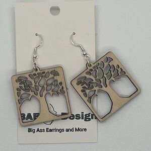 Tree Design Wooden Earrings